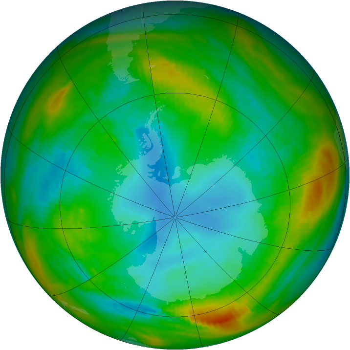 Antarctic ozone map for 06 August 1983
